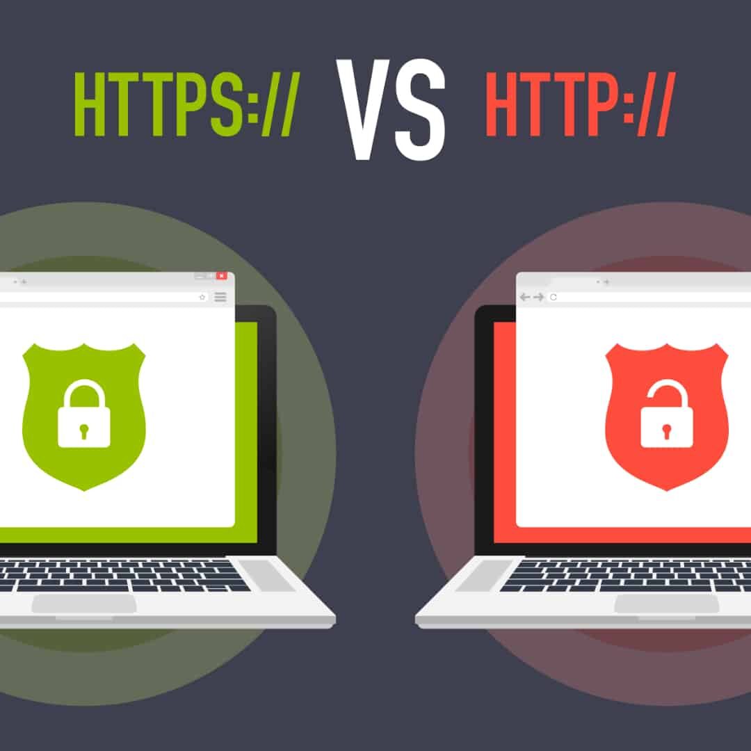 Http and https protocols on shield on laptops