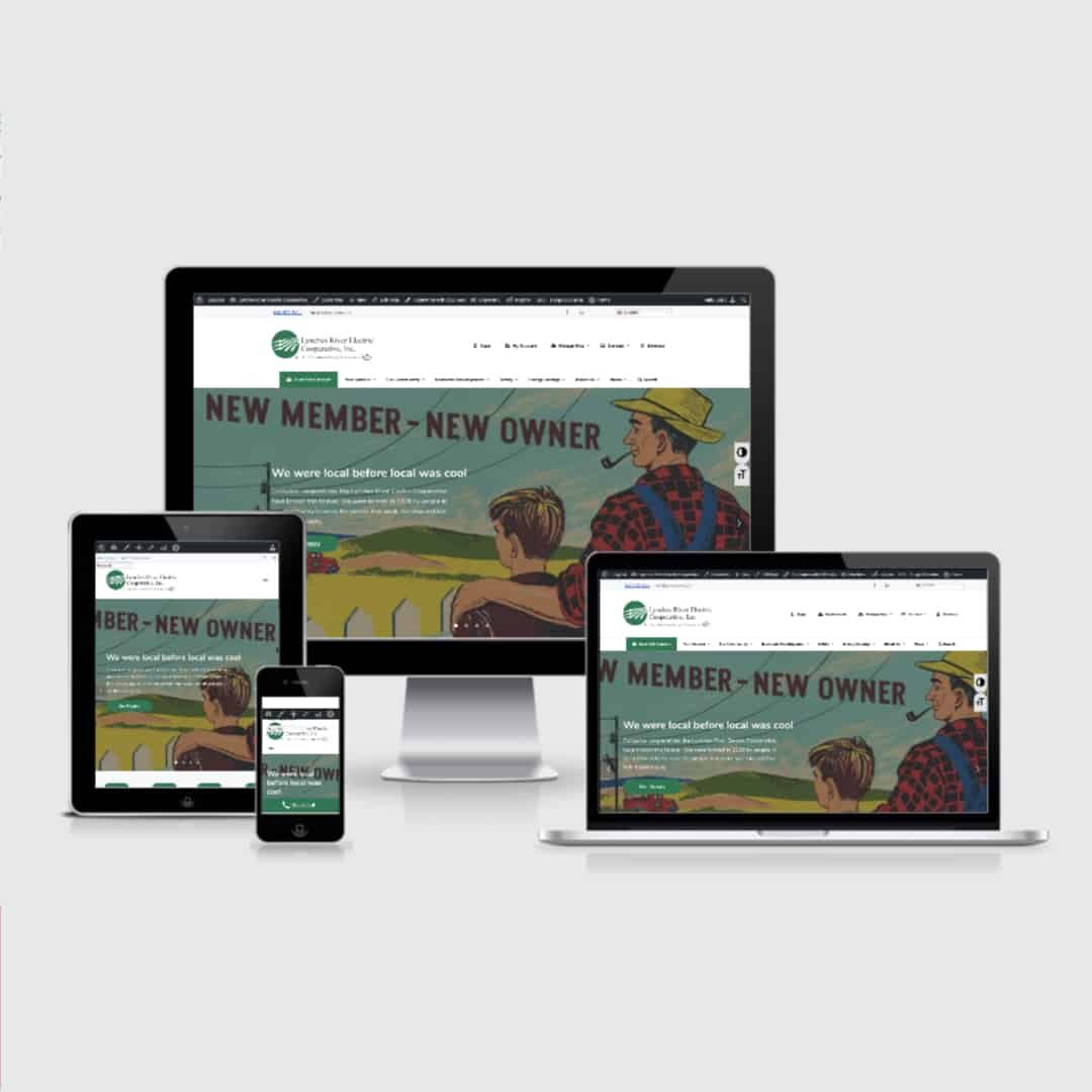 Mobile responsive electric cooperative website displayed on various devices
